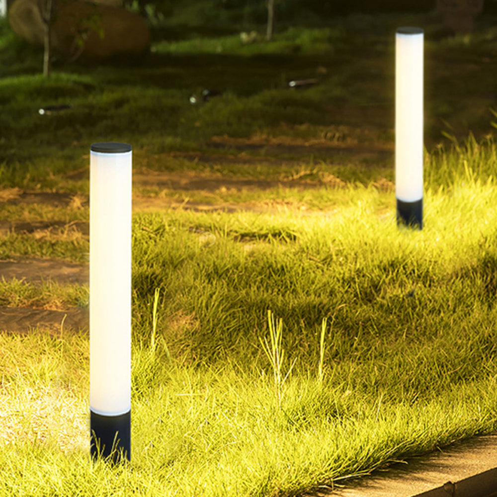 Ray Minimalist Cylindrical Acrylic Outdoor Ground Ligh, Black - Neutral Decor