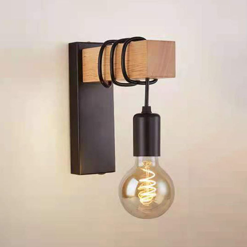 Silva Wall Lamp Bulb Industrial, Metal, Black/White, Living Room - Neutral Decor