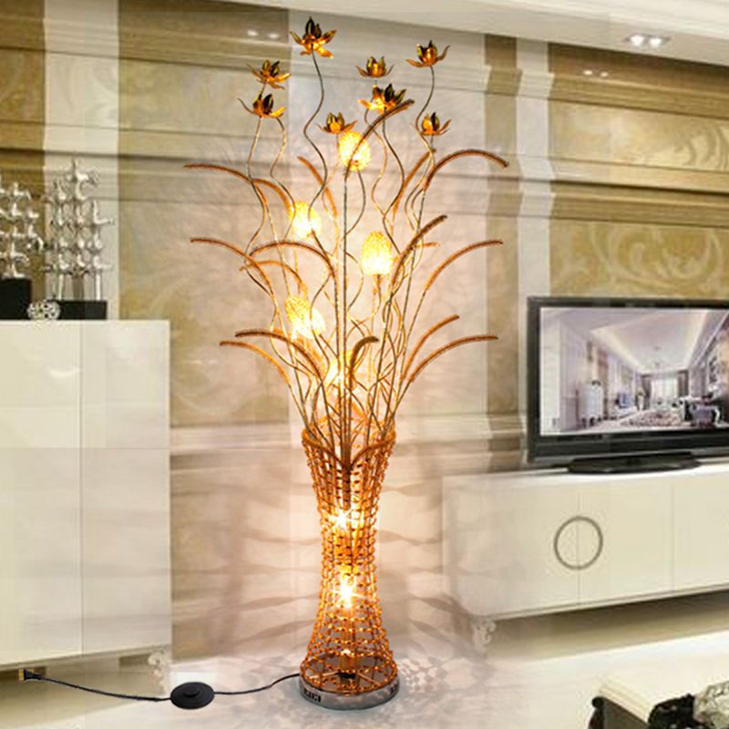 Bella Art Deco Vase Gold Metal Floor Lamp, Living Room - Neutral Decor