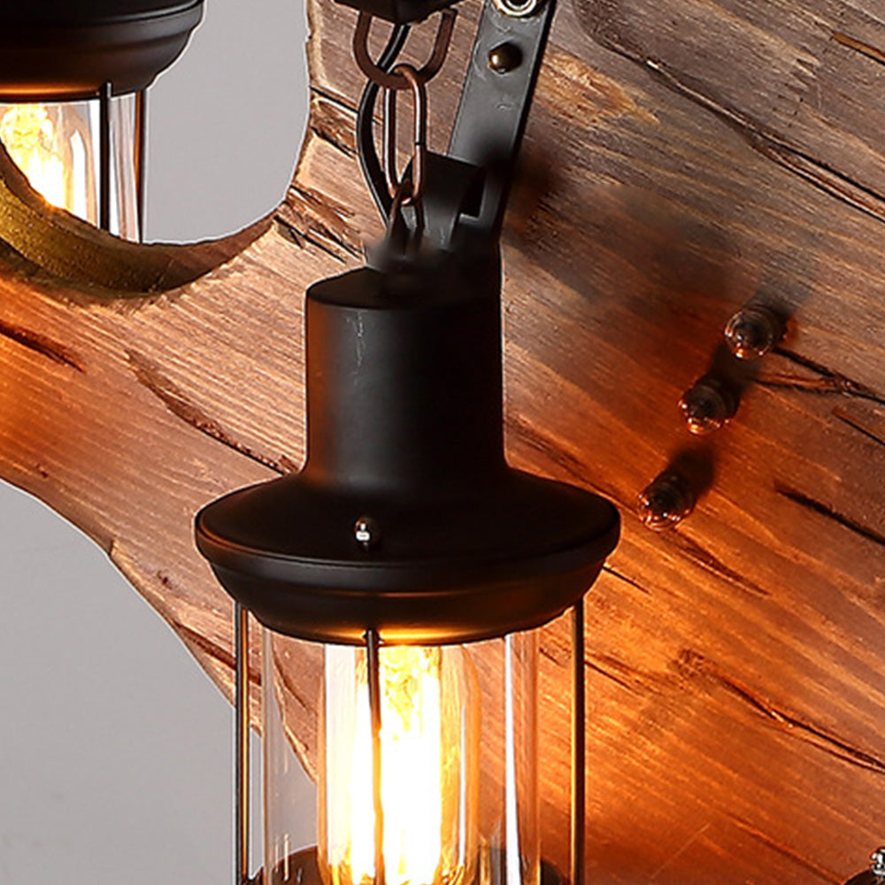 Epoch Retro Guitar Metal & Wood Pendant Light, 4 Heads - Neutral Decor