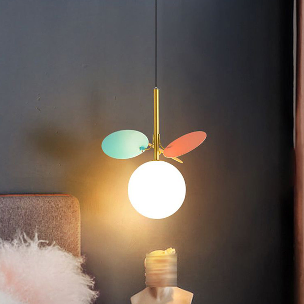 Arisha Art Deco Globe Pendant Light, Multi-Color/White, Metal/Glass - Neutral Decor