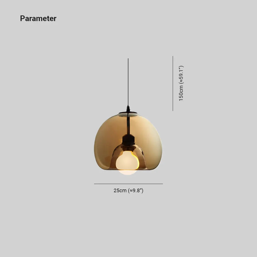 June Globe Glass Pendant Light, Amber/Smoky Grey-Neutral Decor