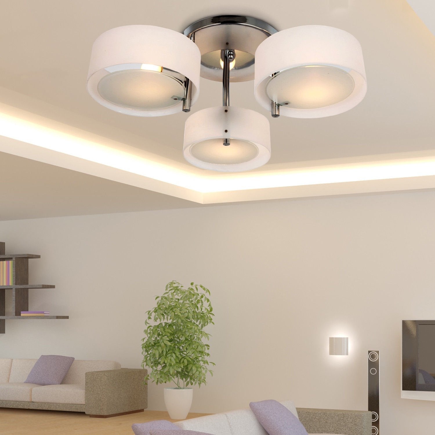 Arisha Flush Mount Ceiling Light Glass White Modern Round Hallway - Neutral Decor