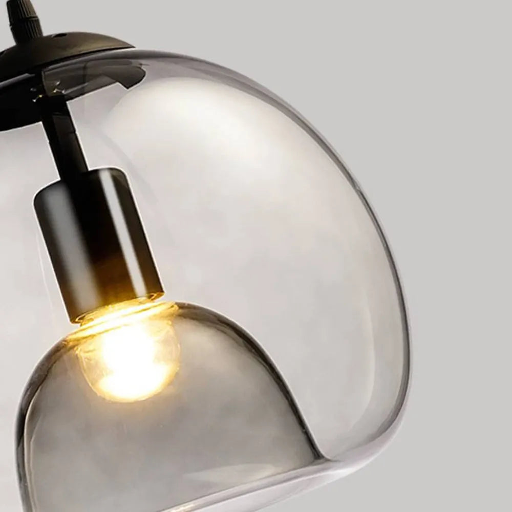 June Globe Glass Pendant Light, Amber/Smoky Grey-Neutral Decor
