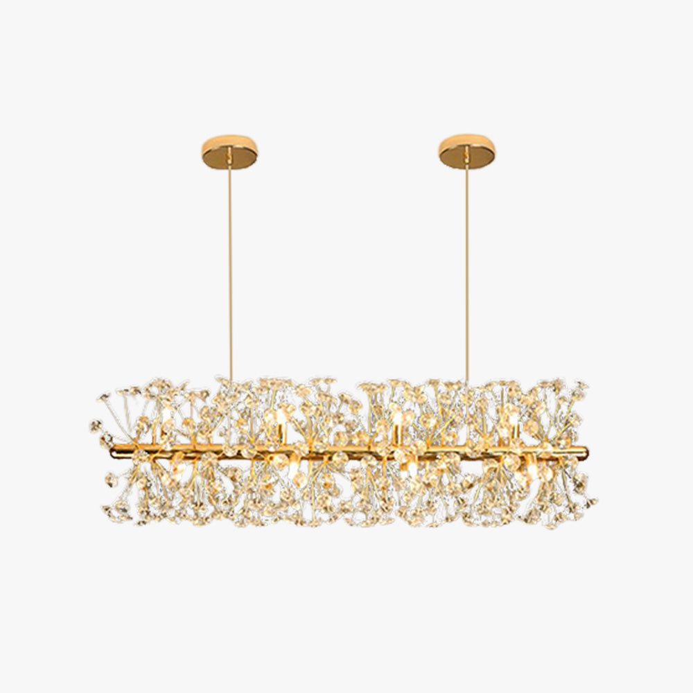 Arisha Luxury Lineal/Flower Chandelier, Gold, Metal/Crystal - Neutral Decor