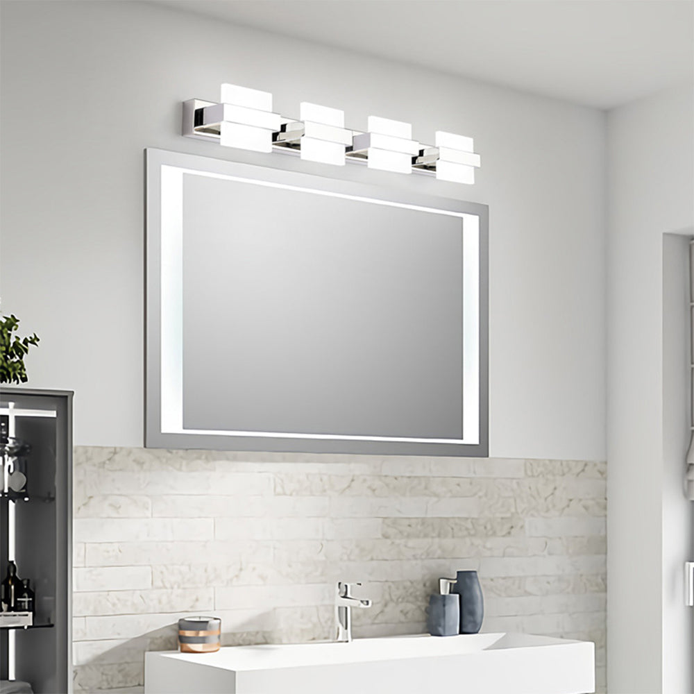 Arisha Modern Square Metal/Acrylic Wall Lamp, Silver, Bathroom - Neutral Decor