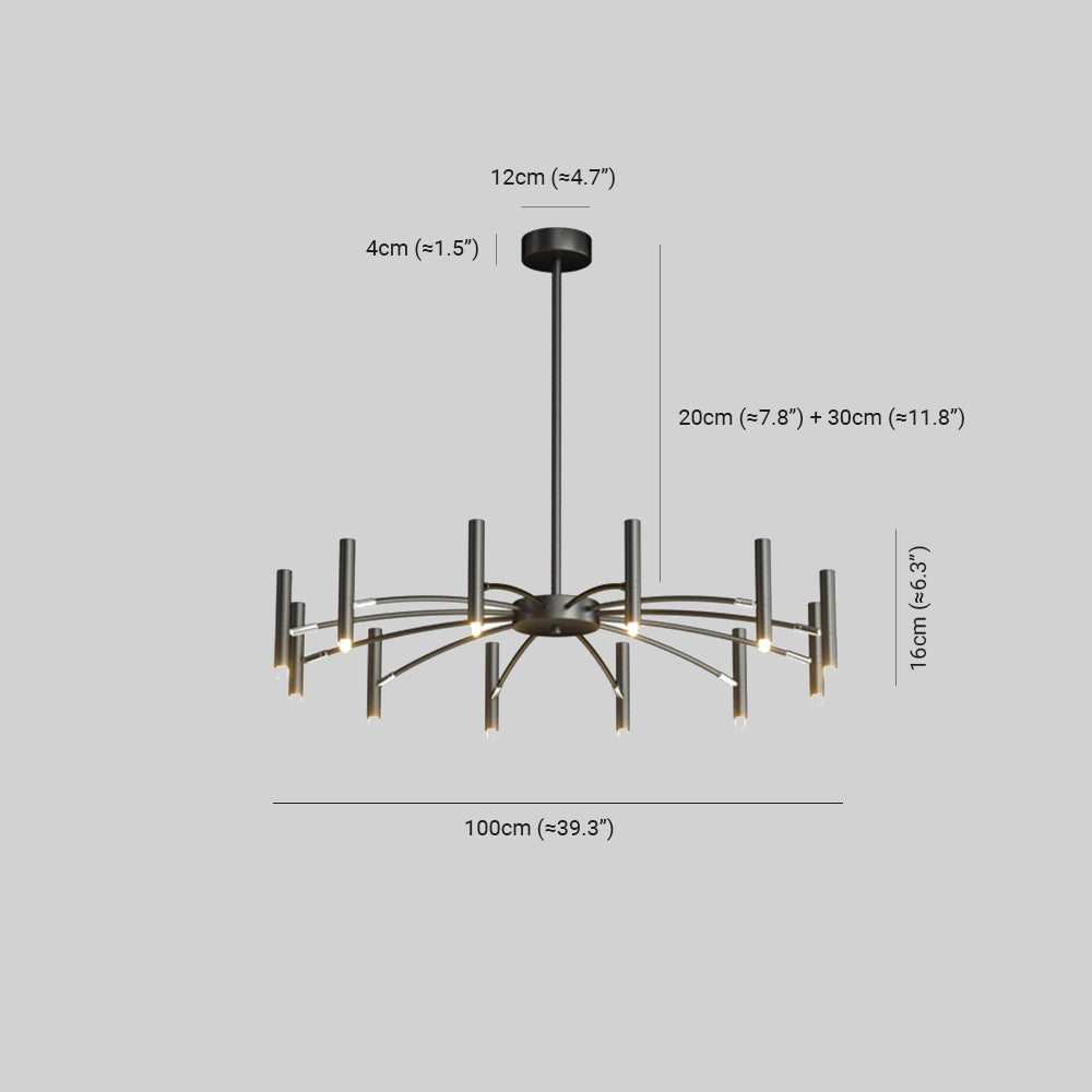 Arisha Modern Blown Linear Metal Multi-heads Chandelier - Neutral Decor