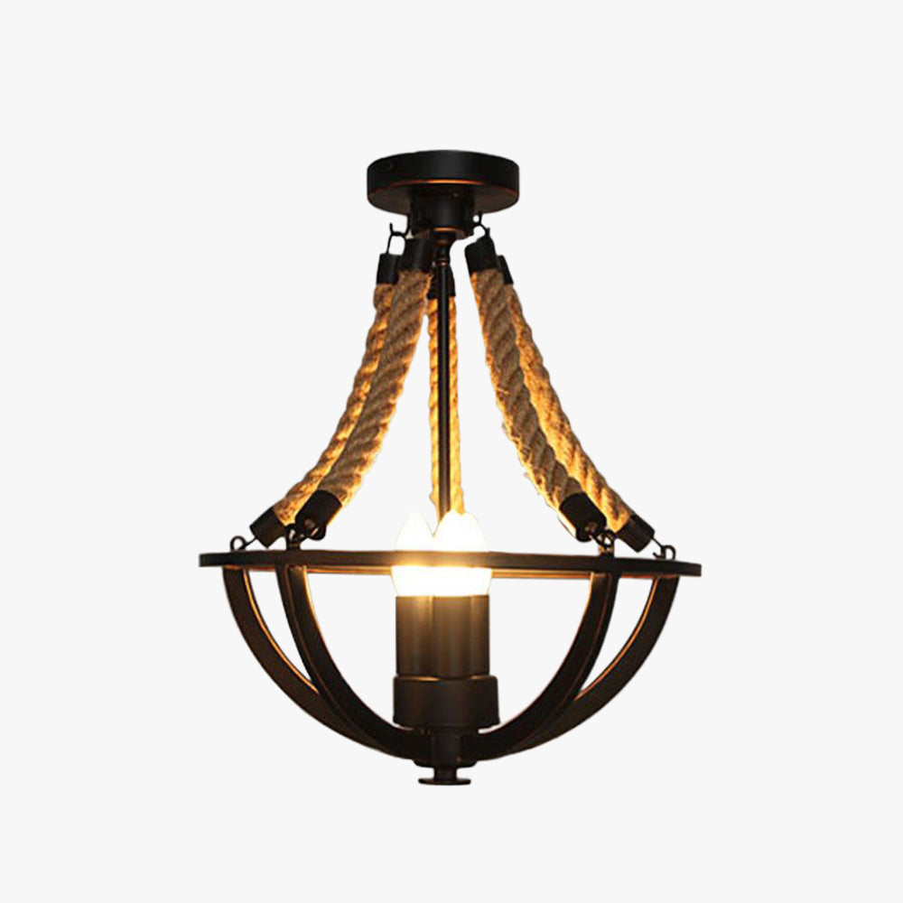 Alessio Vintage Rustic Swag Metal Pendant Light, Black - Neutral Decor