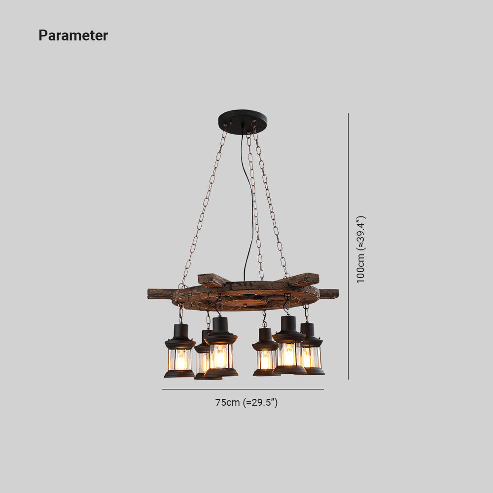 Epoch Retro Rudder Metal & Wood Pendant Light, 6 Heads - Neutral Decor