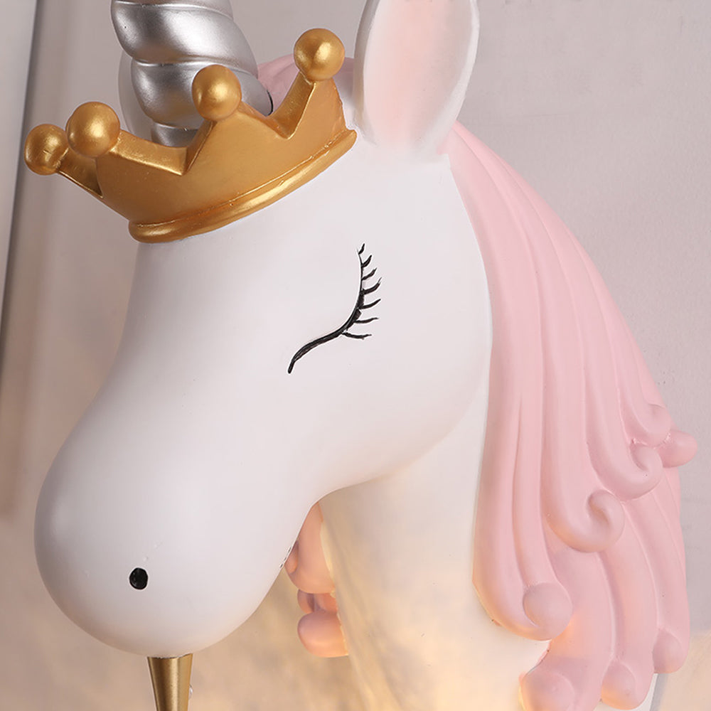 Arisha Modern Unicorn/Strawberry Art Wall Lamp, Pink/Blue - Neutral Decor