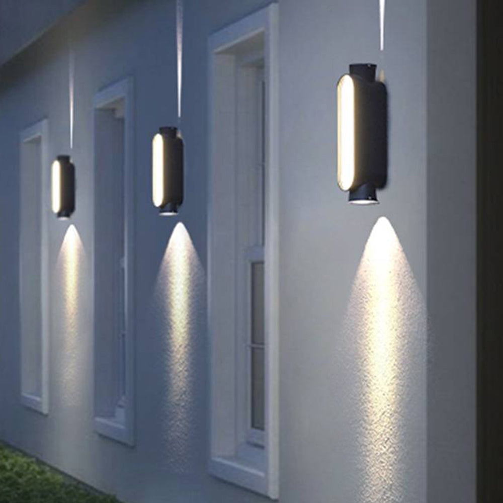 Ray Minimalist Up/Down Acrylic Outdoor Wall Lamp, Black/White - Neutral Decor