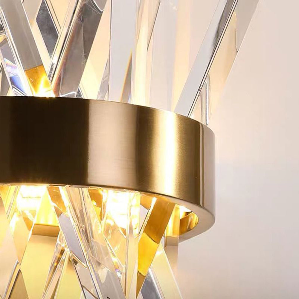 Kristy Decorative Geometric Crystal/Metal Wall Lamp, Gold - Neutral Decor