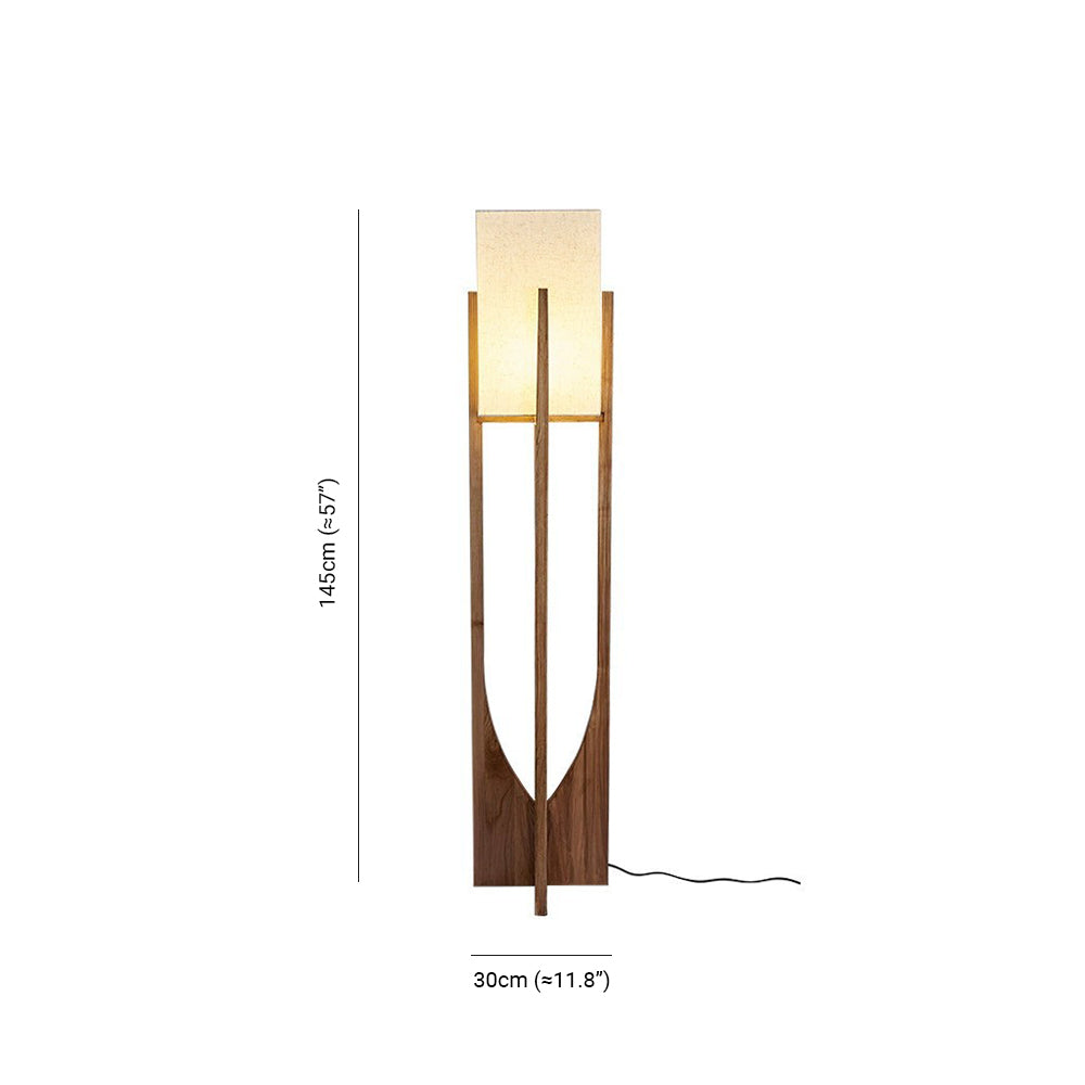 Ozawa Natural Rectangular Wood/Fabric Floor Lamp - Neutral Decor
