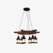 Epoch Retro Rudder Metal & Wood Pendant Light, 6 Heads - Neutral Decor