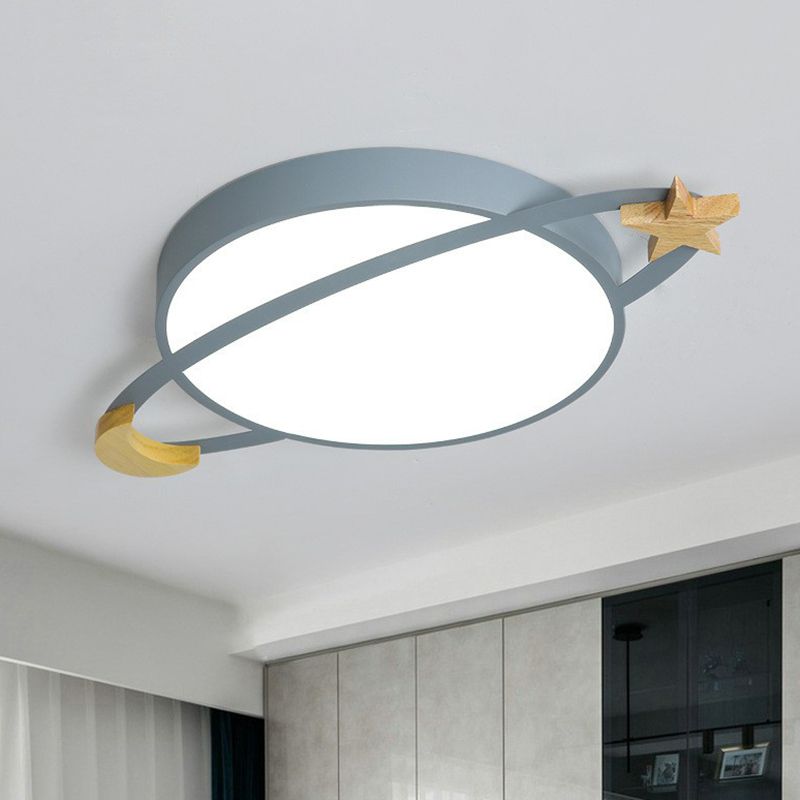 Arisha Modern Acrylic Round Flush Mount Ceiling Light, Grey/White/Green - Neutral Decor