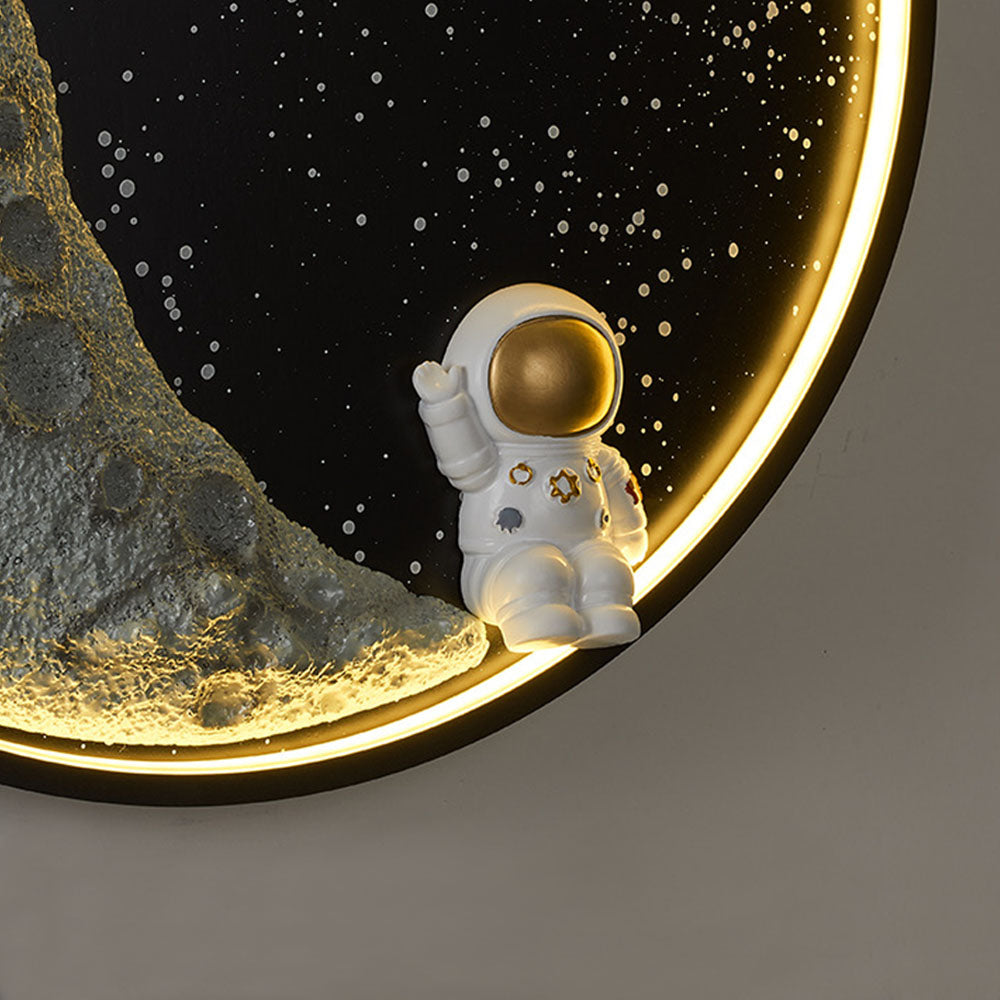 Aria Modern Astronaut Moon Metal Black Wall Lamp - Neutral Decor