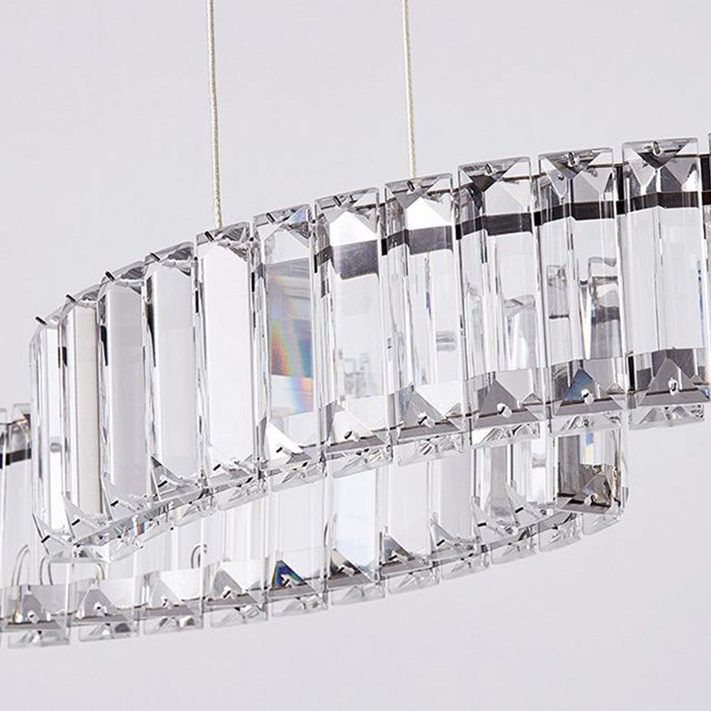 Kristy Luxury Wave Crystal/Metal Pendant Light, Silver/Gold - Neutral Decor
