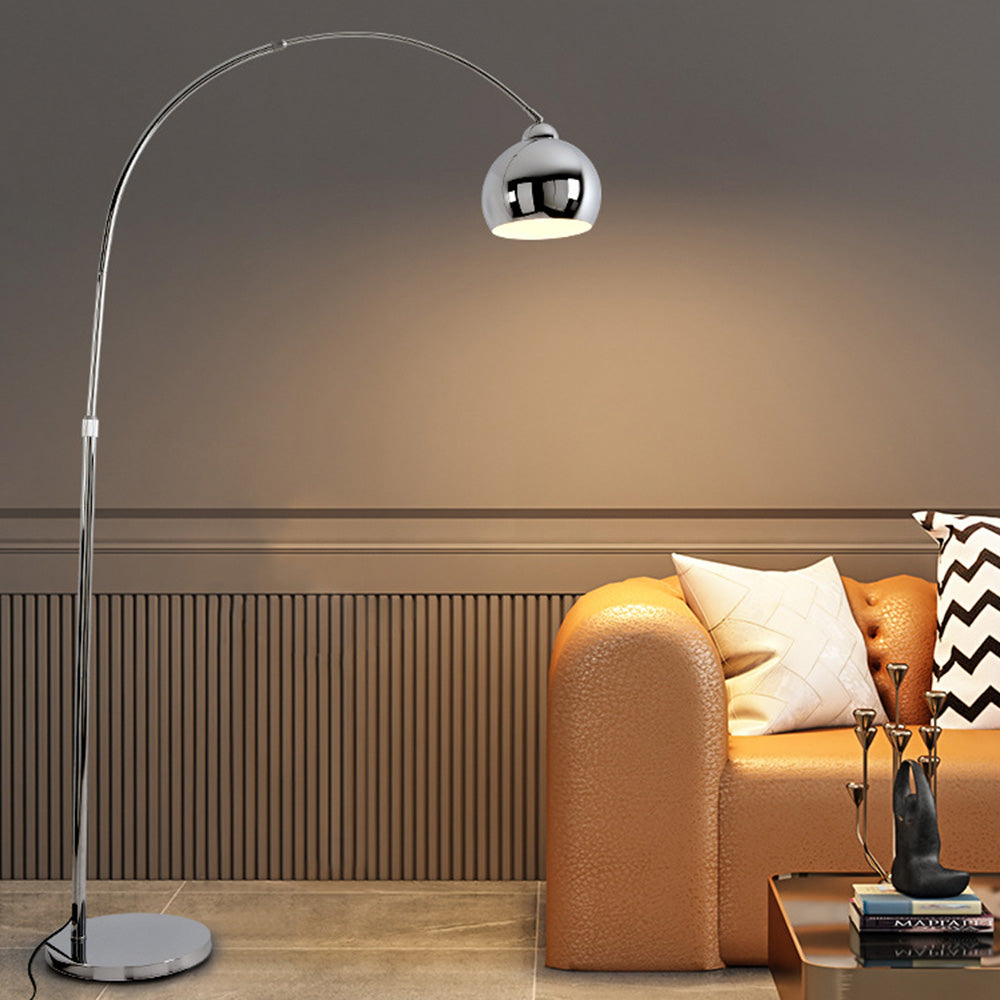 Salgado Modern Arc Metal Floor Lamp, Chrome, Study/Bedroom - Neutral Decor
