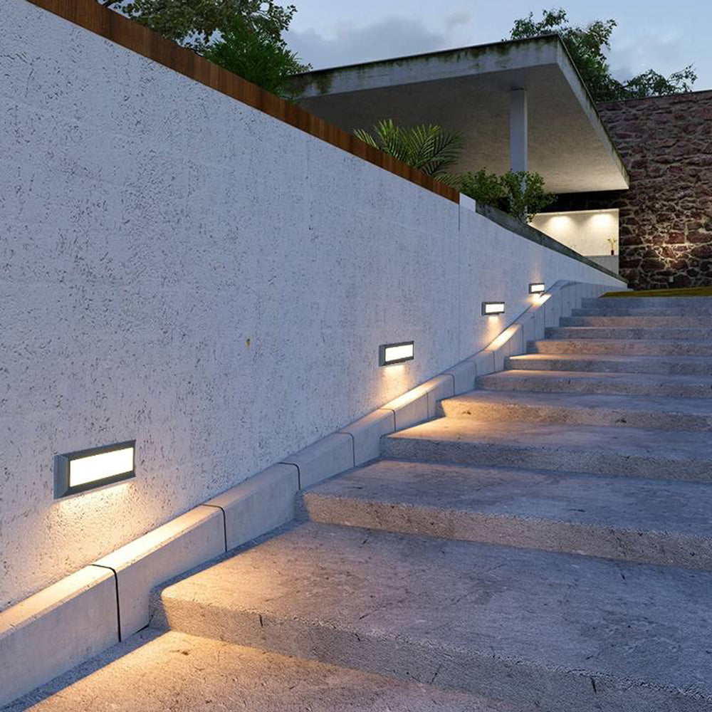 Ray Modern Metal Rectangular Outdoor Deck/Step Light, Black - Neutral Decor