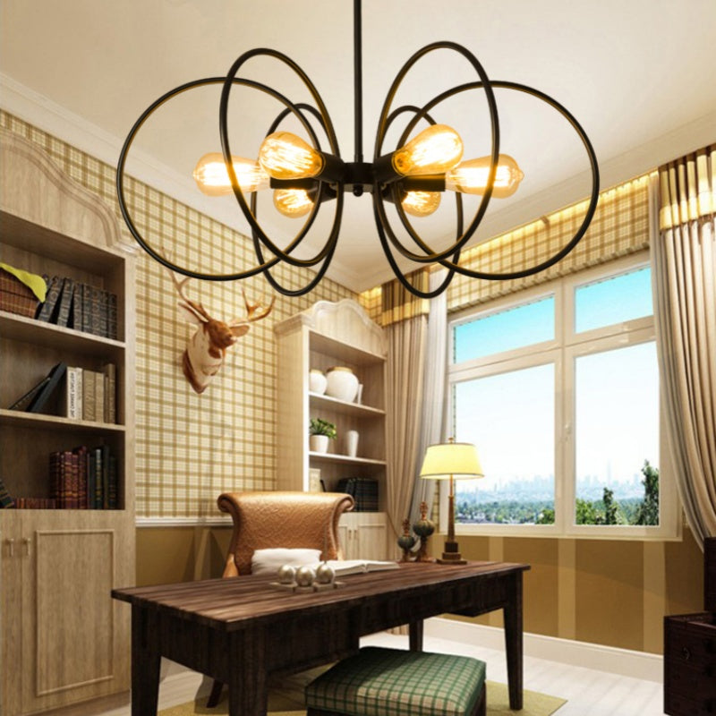 Alessio Industrial LED Chandelier Black Metal Living Room/Bedroom - Neutral Decor