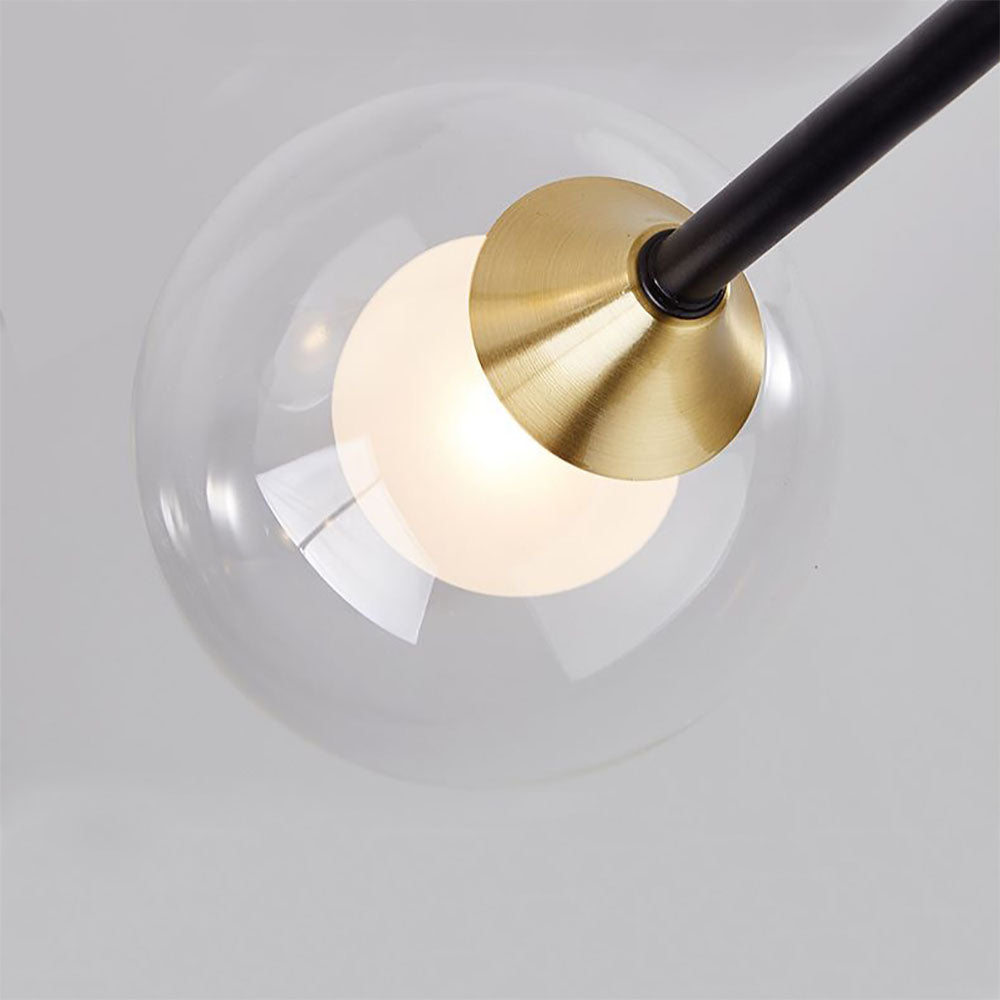 Valentina Nordic Spherical Bubble Metal/Glass Chandelier, Black/Gold - Neutral Decor
