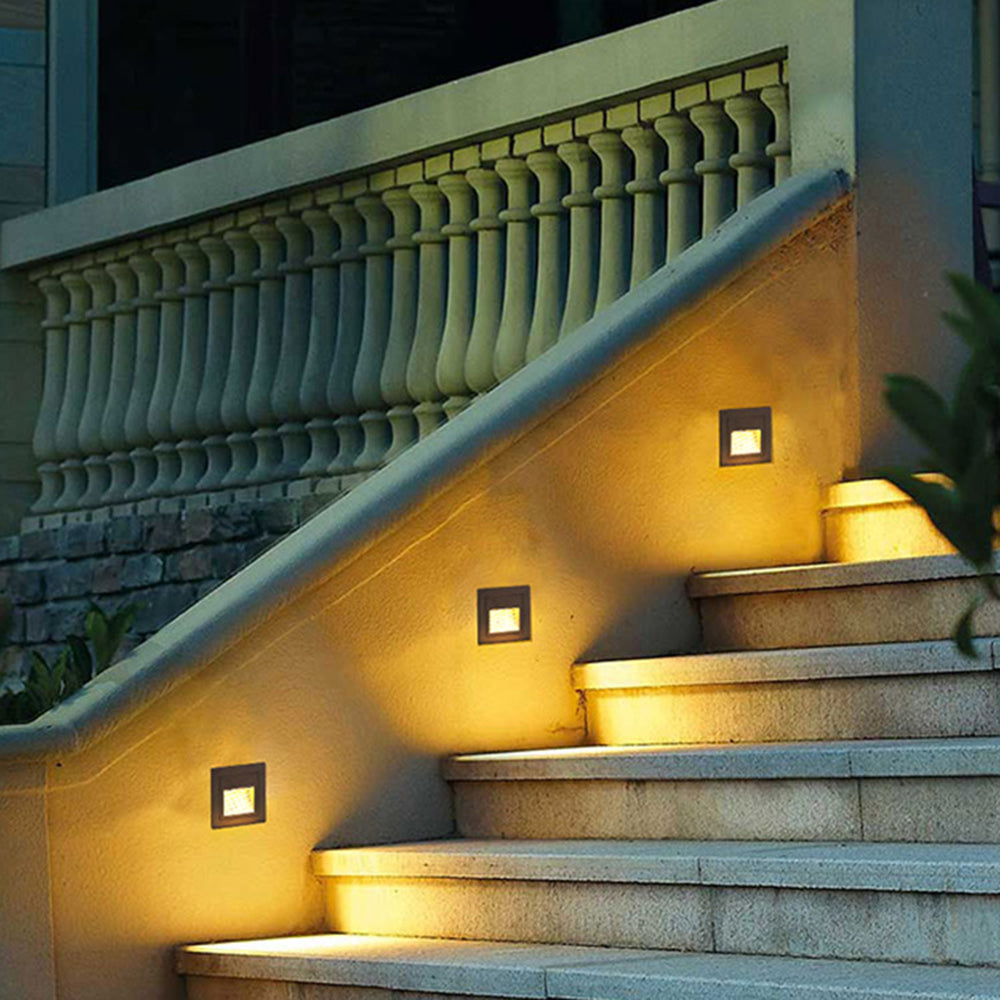 Ray Modern Metal Square Outdoor Deck/Step Light, Black - Neutral Decor