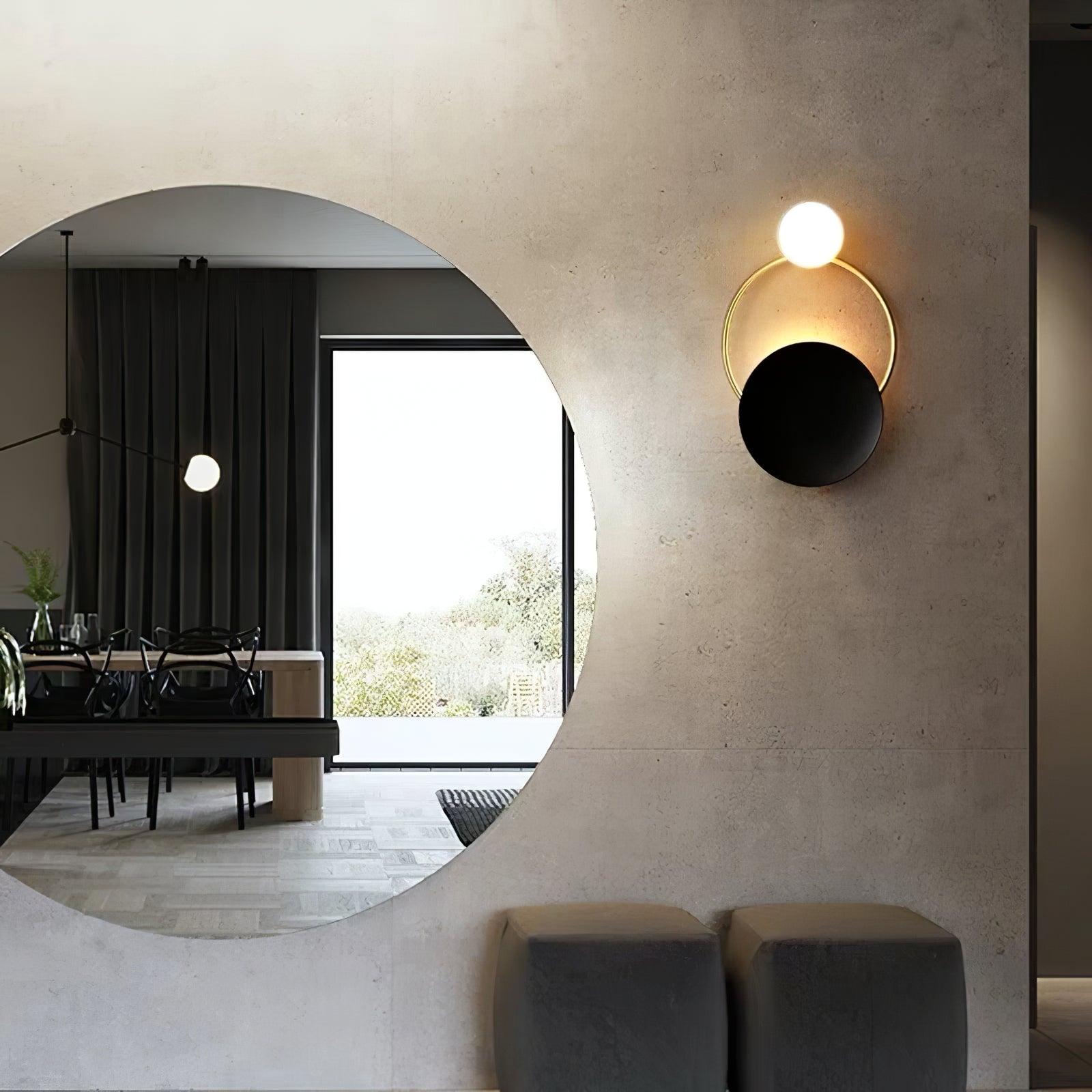 Arisha Modern LED Triple Rings Wall Lamp, Metal/Glass, Gold/Black, Bedroom - Neutral Decor