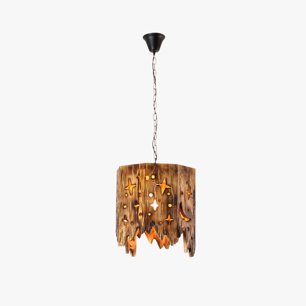 Epoch Retro Starry Metal & Wood Pendant Light - Neutral Decor