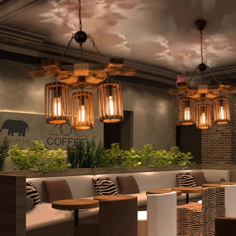 Epoch Retro LED Chandelier Wood Restaurant/Living Room/Bar - Neutral Decor