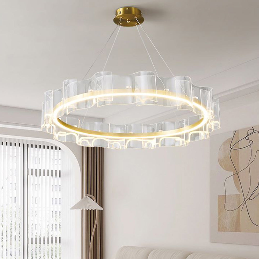 Arisha Creative Ring Metal/Arcylic Pendant Light, Gold - Neutral Decor