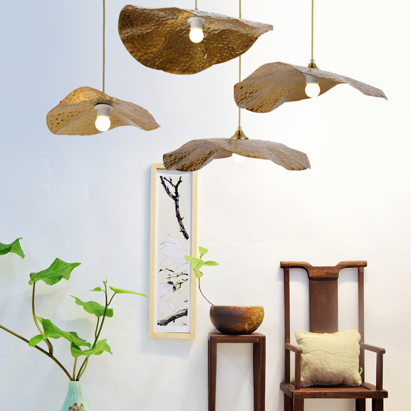 Arisha Natural Lotus Leaf Metal Pendant Light - Neutral Decor