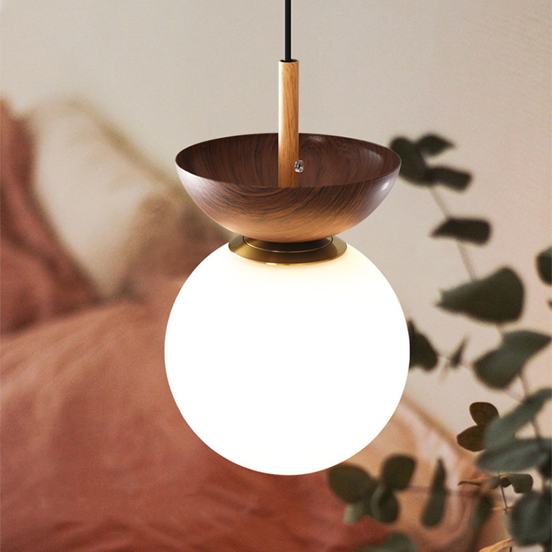 Valentina Nordic Japanese Glob LED Ceiling/Pendant Light Metal Glass Bedroom, Burlywood - Neutral Decor