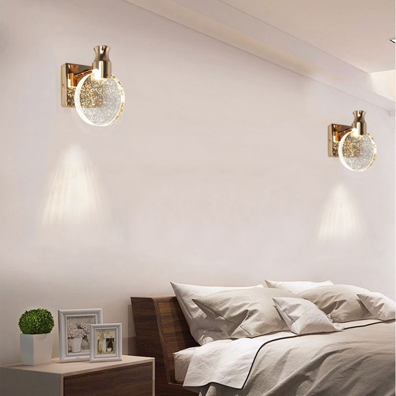Kristy Modern Round Crystal Vanity Wall Lamp, Gold/Chrome - Neutral Decor