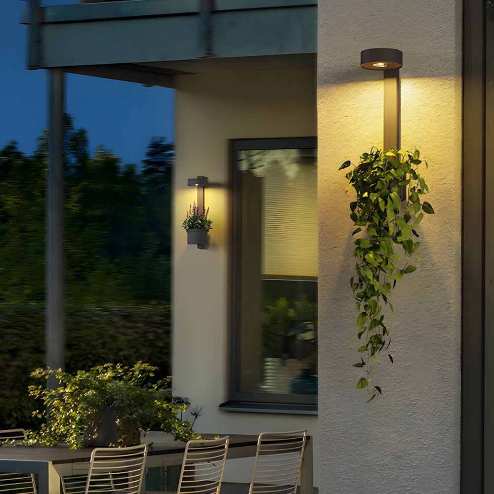 Mecy Solar Mounted Plant Stand Steel Outdoor Wall Light