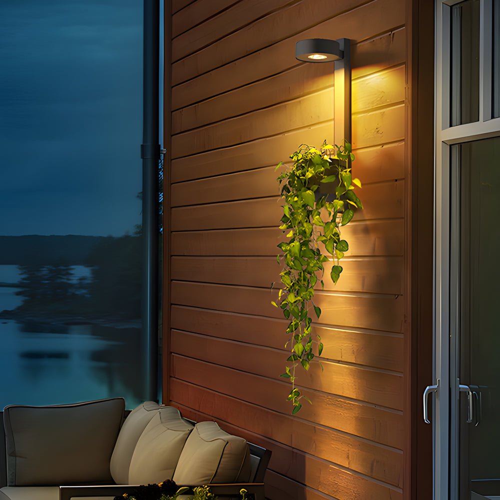 Mecy Solar Mounted Plant Stand Steel Outdoor Wall Light