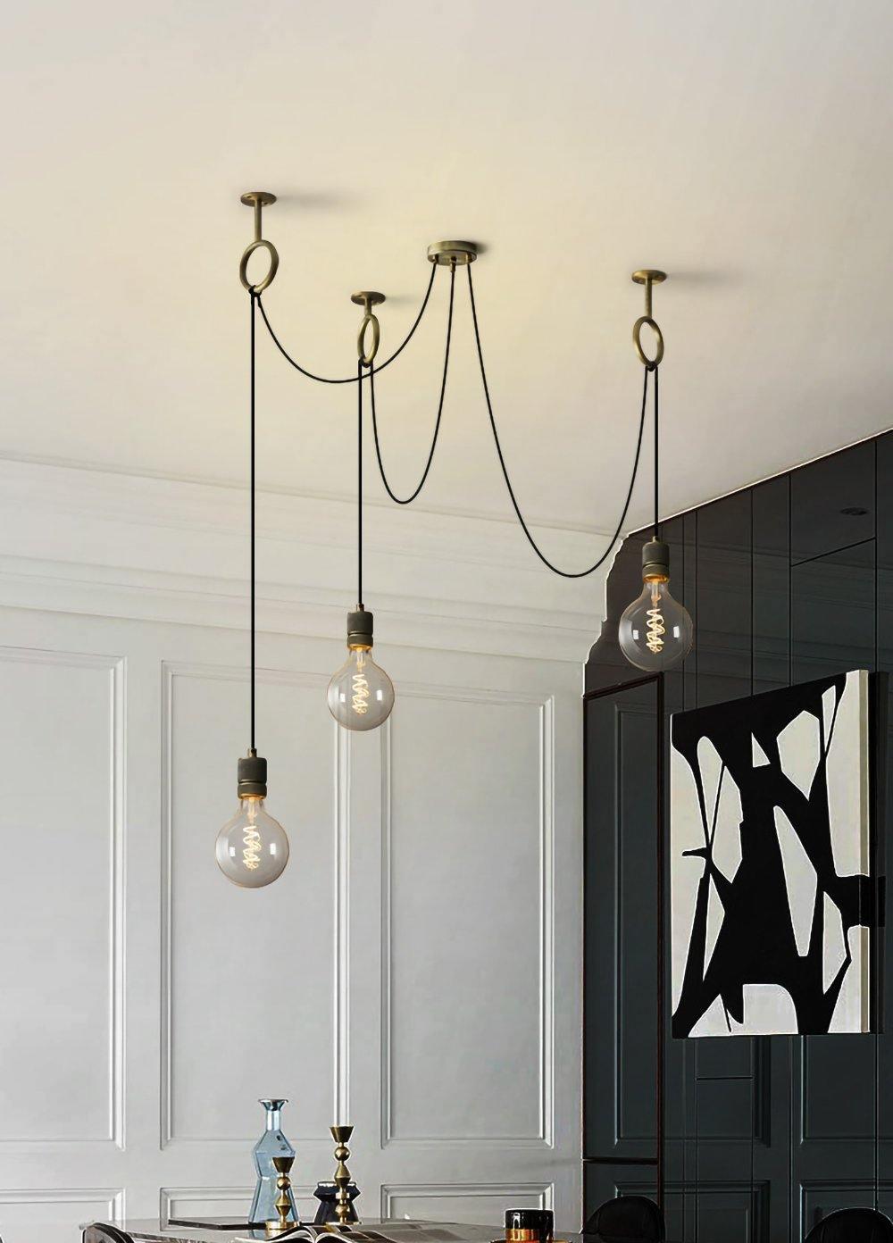 Kominex Chandelier Industrial Spider Bulb Hanging-Neutral Decor