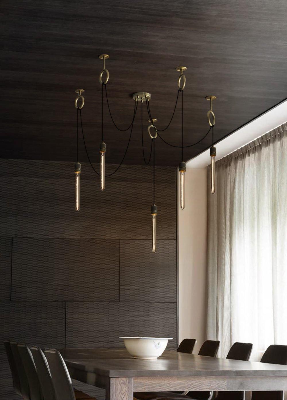 Kominex Chandelier Industrial Spider Bulb Hanging-Neutral Decor