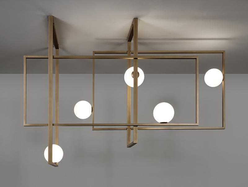 Lustra Chandelier Mondrian Glass Brass Geometric Modern-Neutral Decor