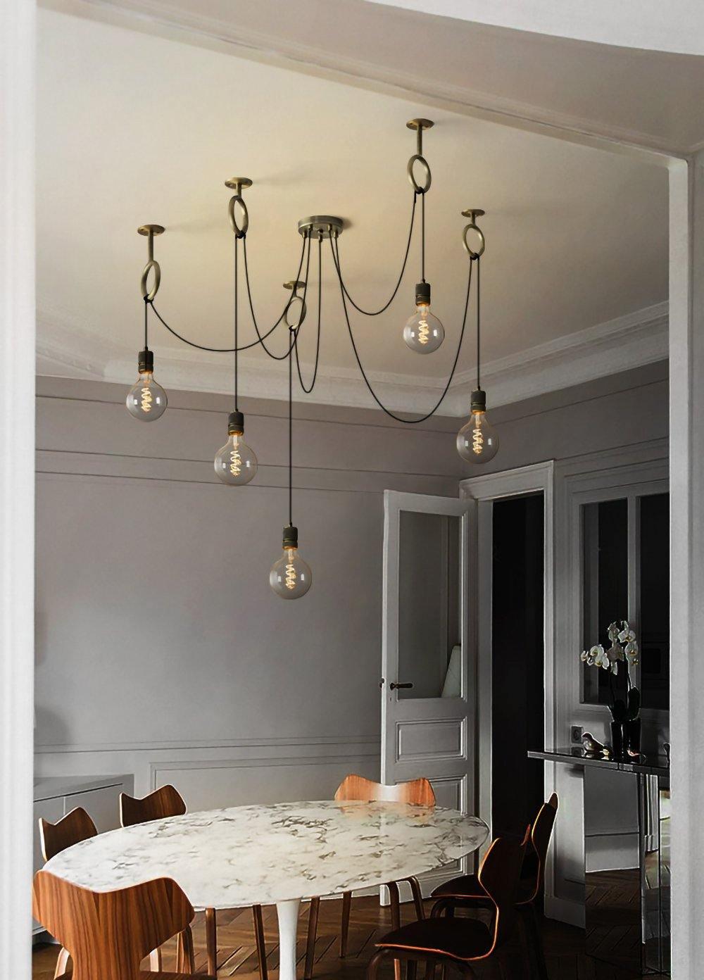Kominex Chandelier Industrial Spider Bulb Hanging-Neutral Decor