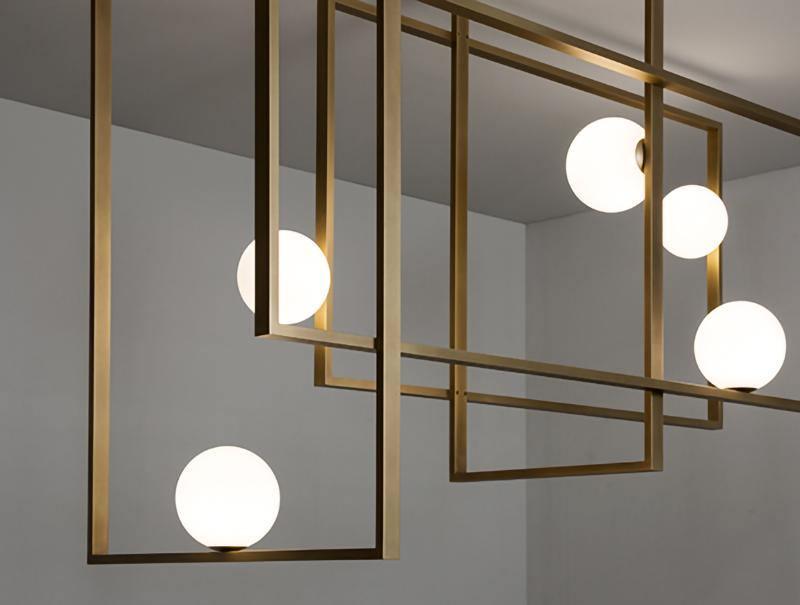 Lustra Chandelier Mondrian Glass Brass Geometric Modern-Neutral Decor