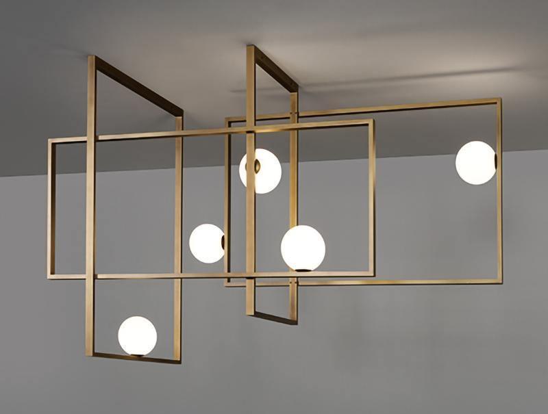 Lustra Chandelier Mondrian Glass Brass Geometric Modern-Neutral Decor