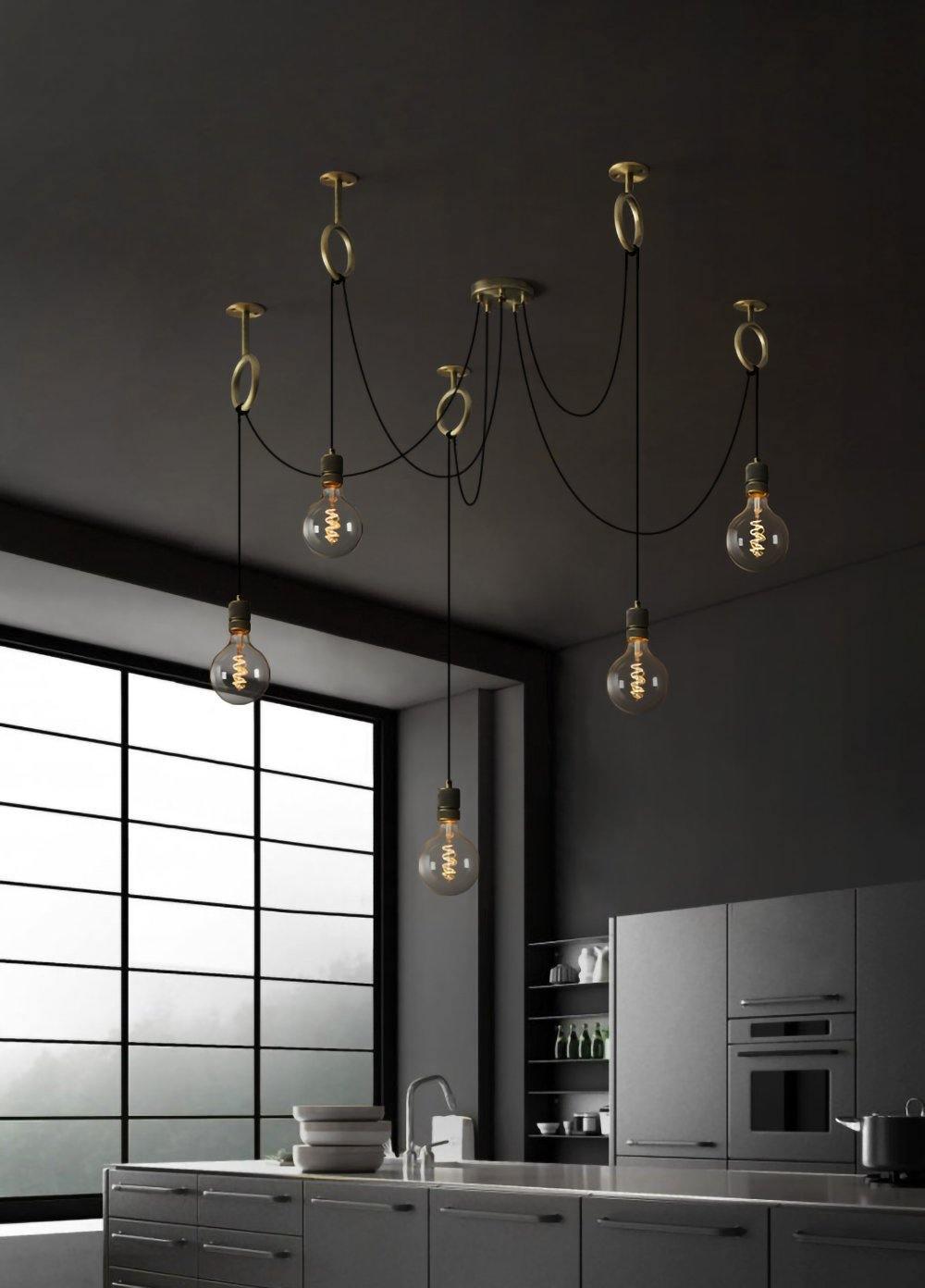 Kominex Chandelier Industrial Spider Bulb Hanging-Neutral Decor