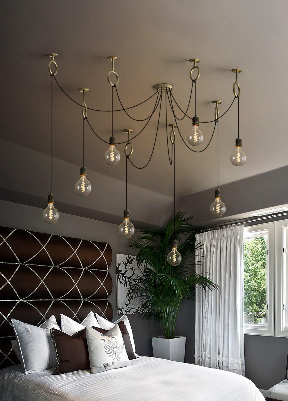 Kominex Chandelier Industrial Spider Bulb Hanging-Neutral Decor