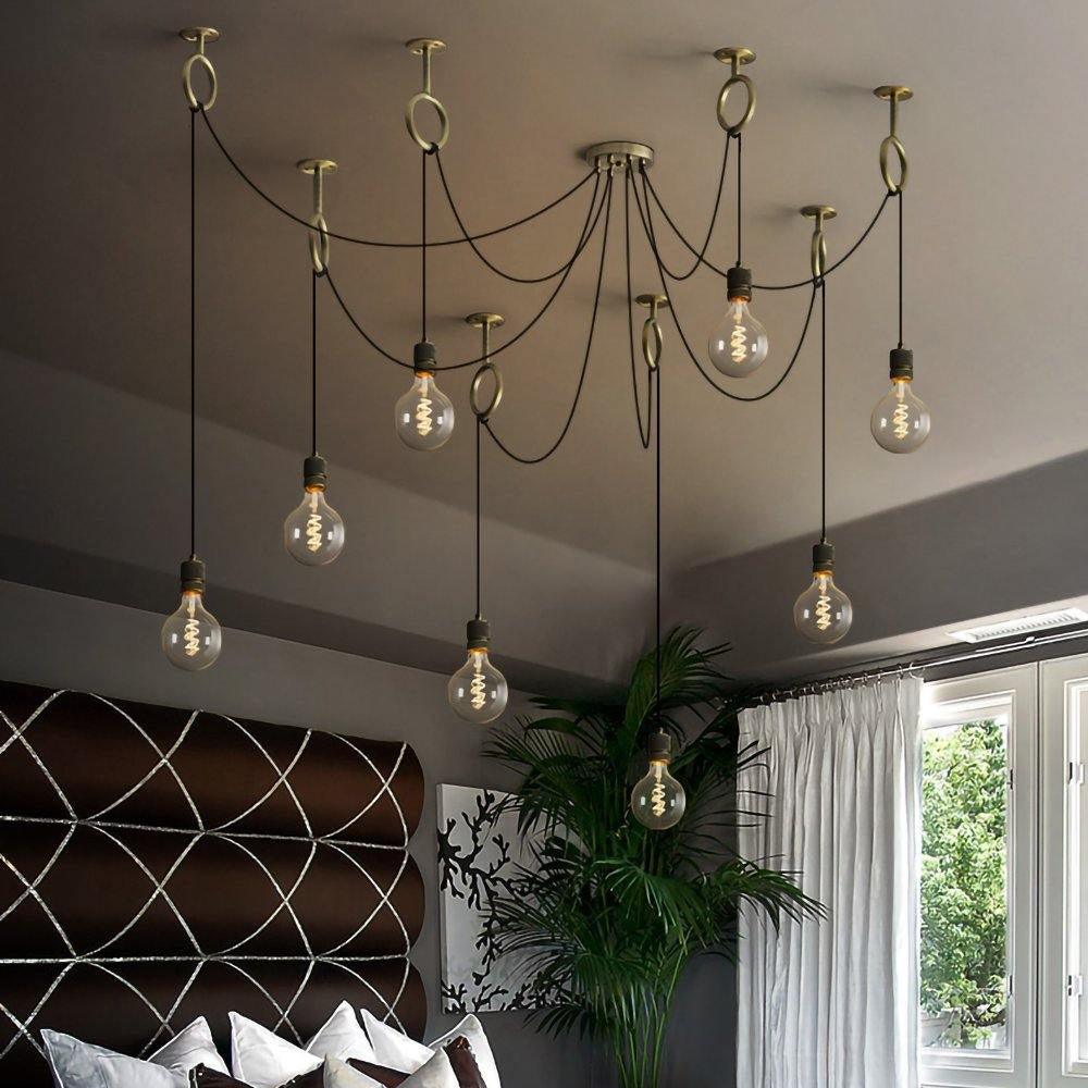 Kominex Chandelier Industrial Spider Bulb Hanging-Neutral Decor