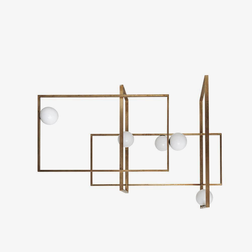Lustra Chandelier Mondrian Glass Brass Geometric Modern-Neutral Decor