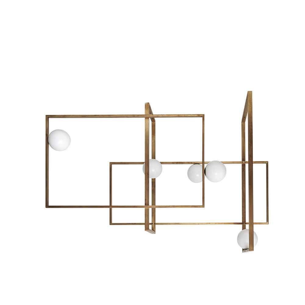 Lustra Chandelier Mondrian Glass Brass Geometric Modern-Neutral Decor