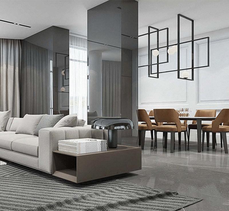 Lustra Chandelier Mondrian Glass Brass Geometric Modern-Neutral Decor