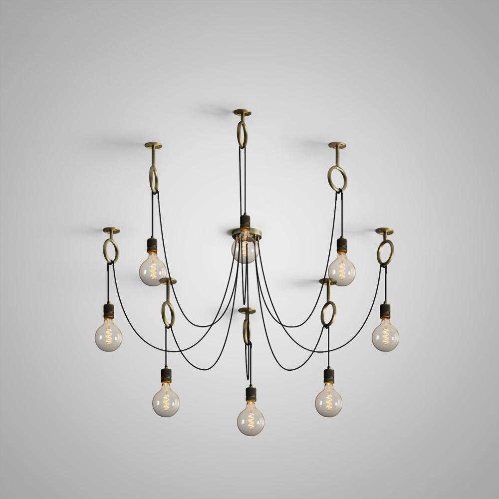 Kominex Chandelier Industrial Spider Bulb Hanging-Neutral Decor