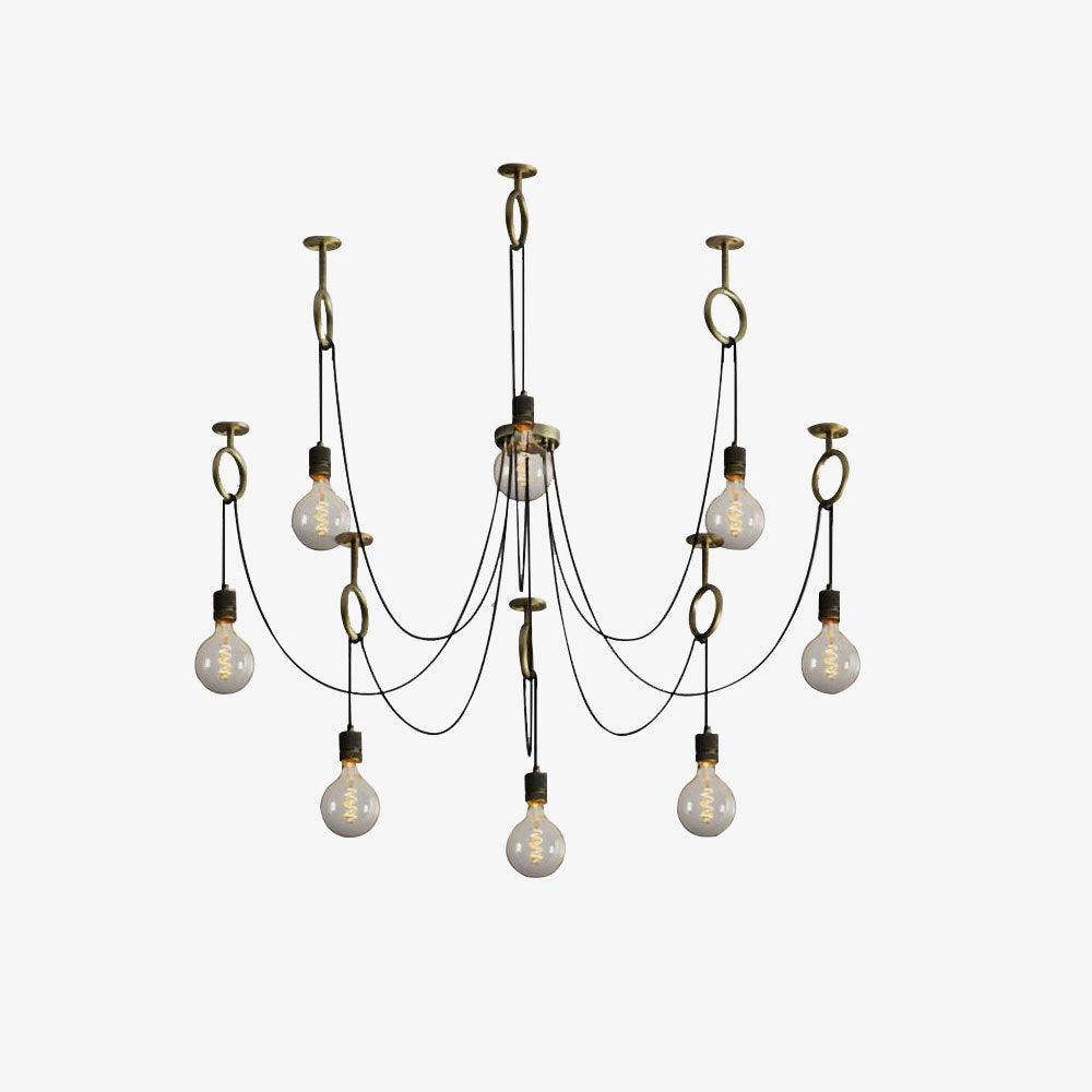 Kominex Chandelier Industrial Spider Bulb Hanging-Neutral Decor