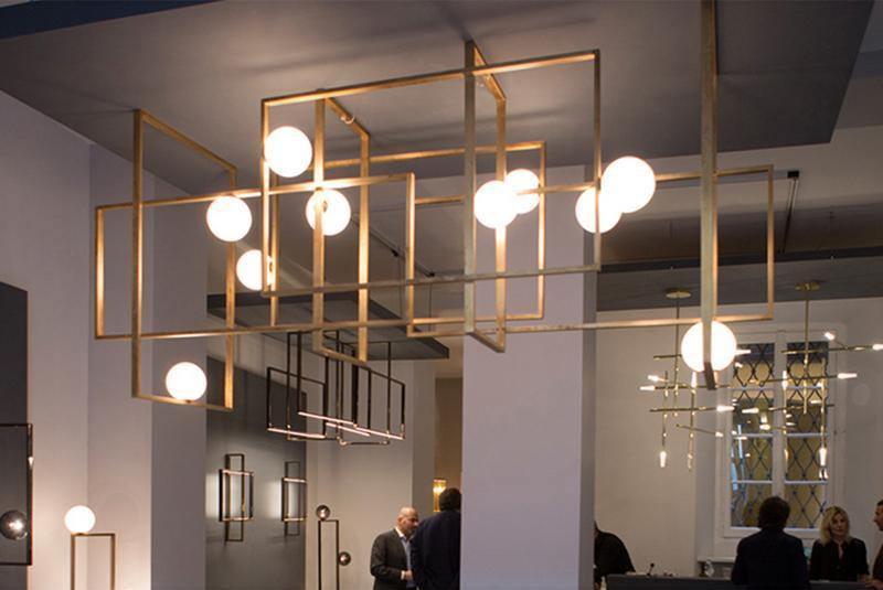 Lustra Chandelier Mondrian Glass Brass Geometric Modern-Neutral Decor